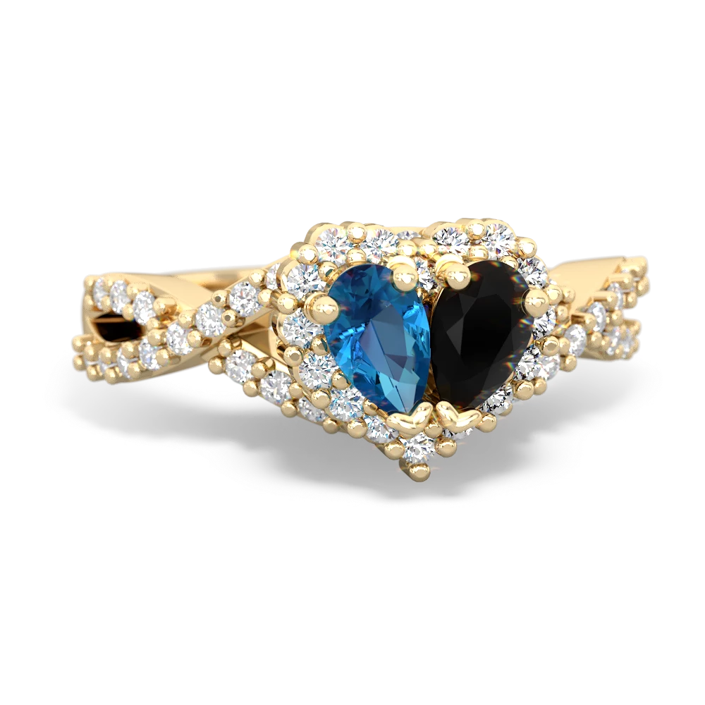 London Topaz Diamond Twist 'One Heart' 14K Yellow Gold ring R2640HRT