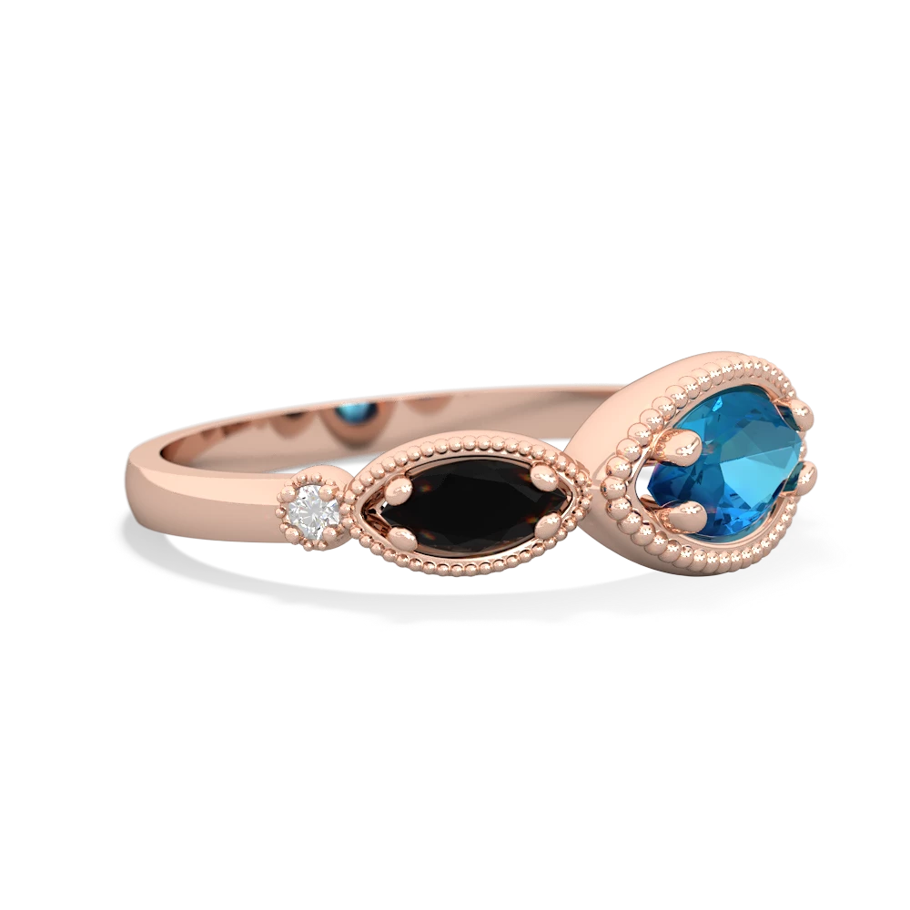 London Topaz Milgrain Marquise 14K Rose Gold ring R5700