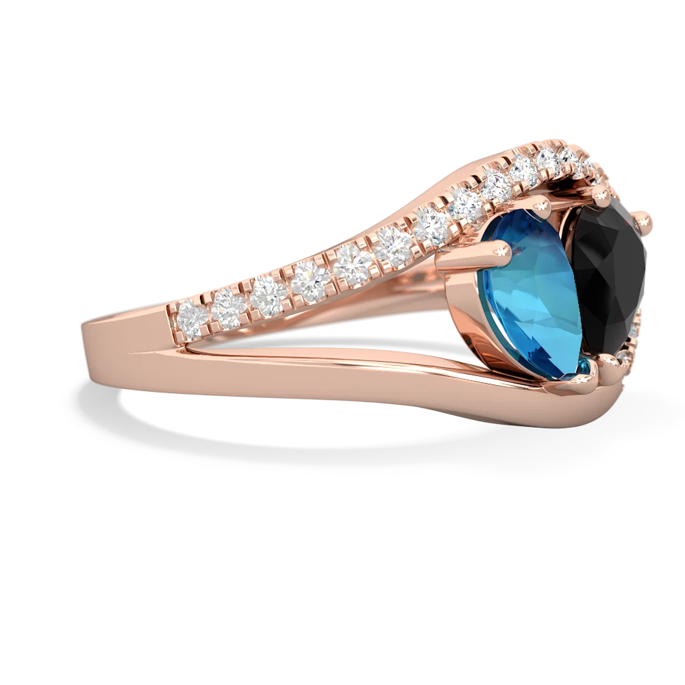 London Topaz Nestled Heart Keepsake 14K Rose Gold ring R5650