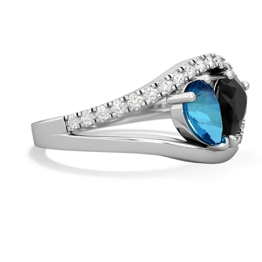 London Topaz Nestled Heart Keepsake 14K White Gold ring R5650