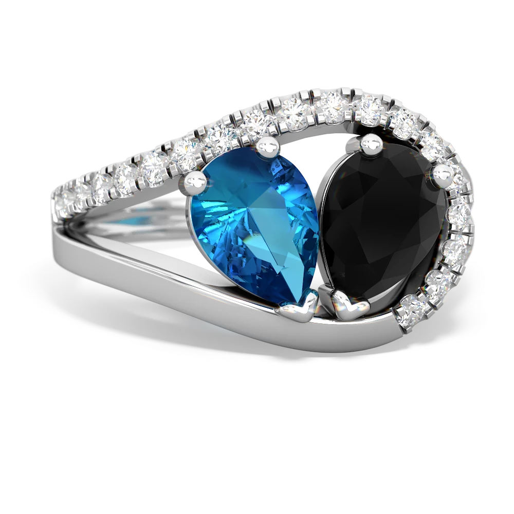 London Topaz Nestled Heart Keepsake 14K White Gold ring R5650