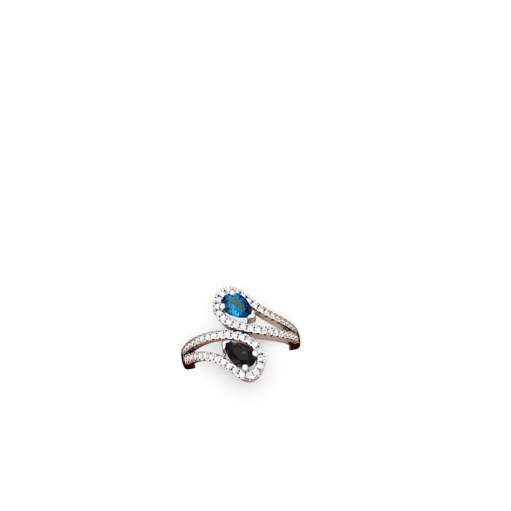 London Topaz Diamond Dazzler 14K White Gold ring R3000