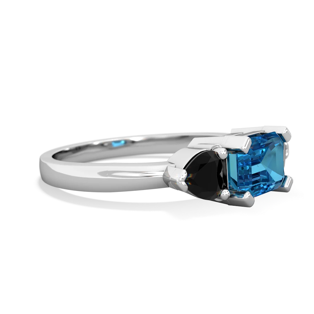 London Topaz Three Stone 14K White Gold ring R5235