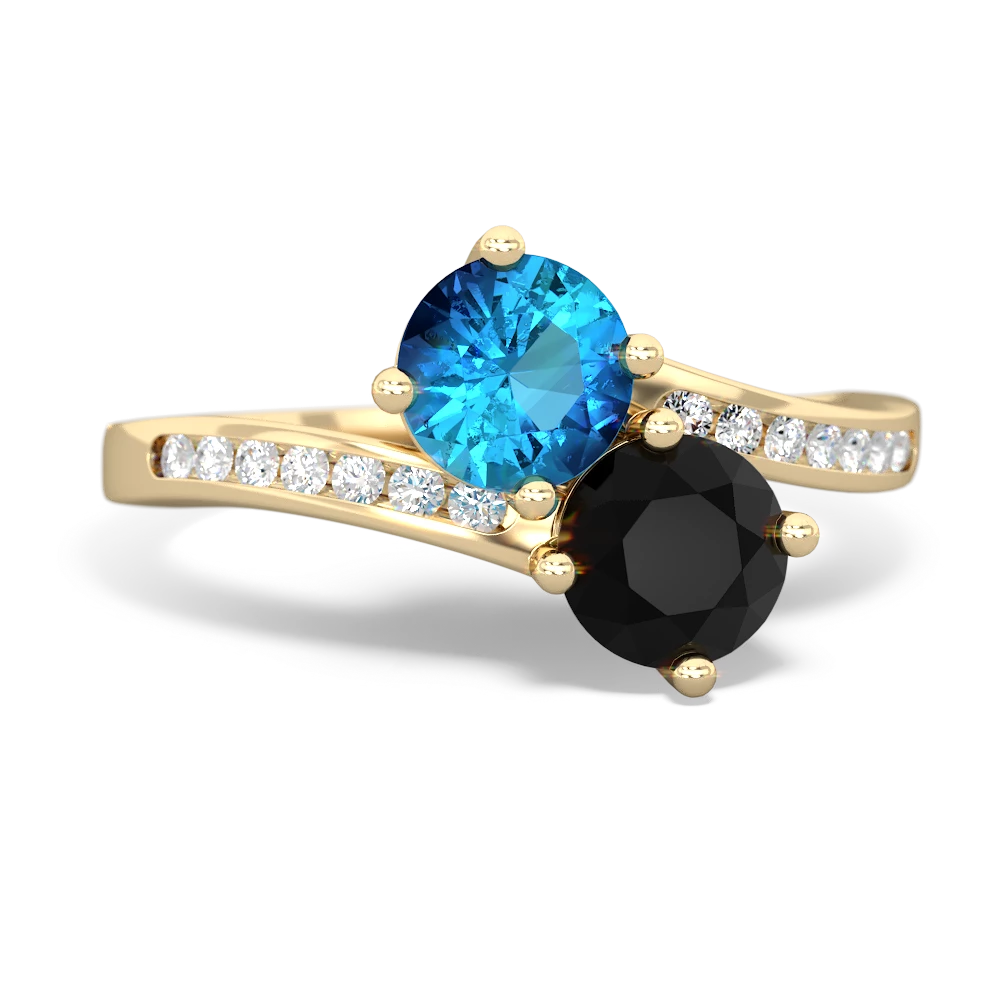 London Topaz Channel Set Two Stone 14K Yellow Gold ring R5303