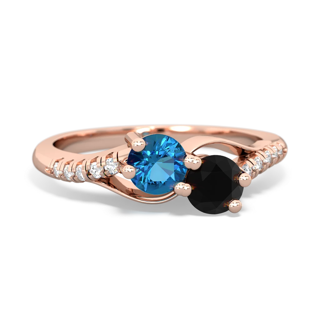 London Topaz Infinity Pave Two Stone 14K Rose Gold ring R5285