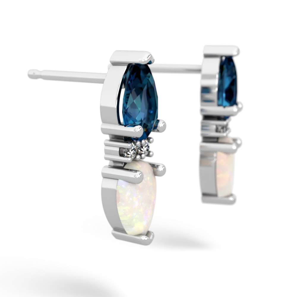 London Topaz Bowtie Drop 14K White Gold earrings E0865