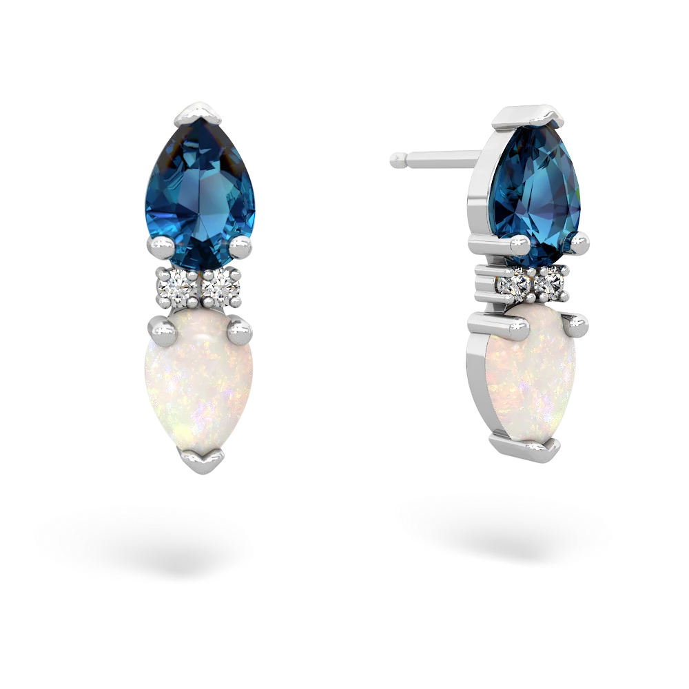 London Topaz Bowtie Drop 14K White Gold earrings E0865