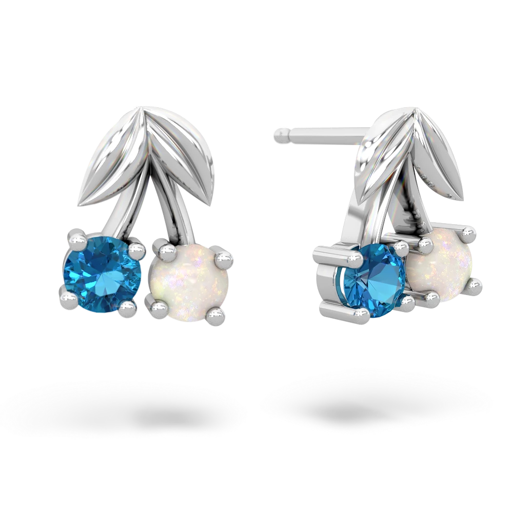 London Topaz Sweet Cherries 14K White Gold earrings E7001