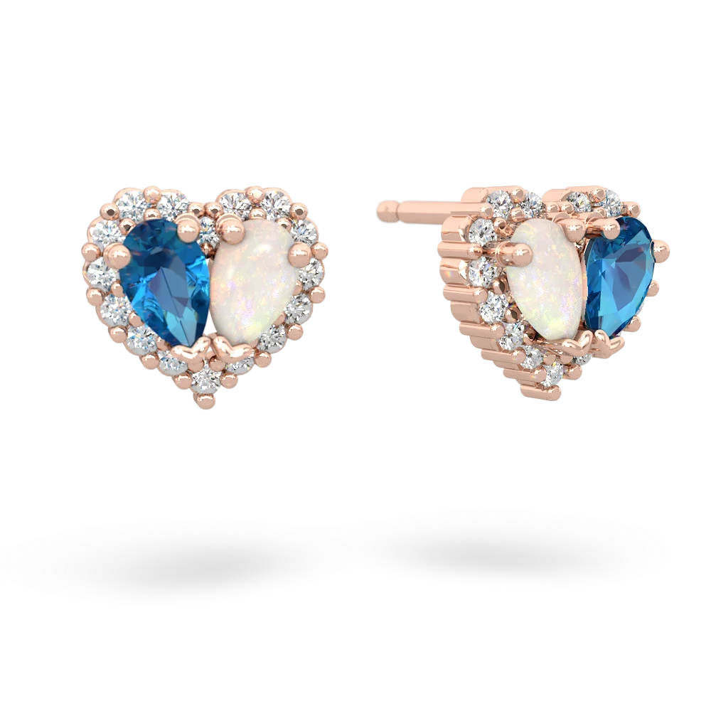 London Topaz Halo 14K Rose Gold earrings E7008