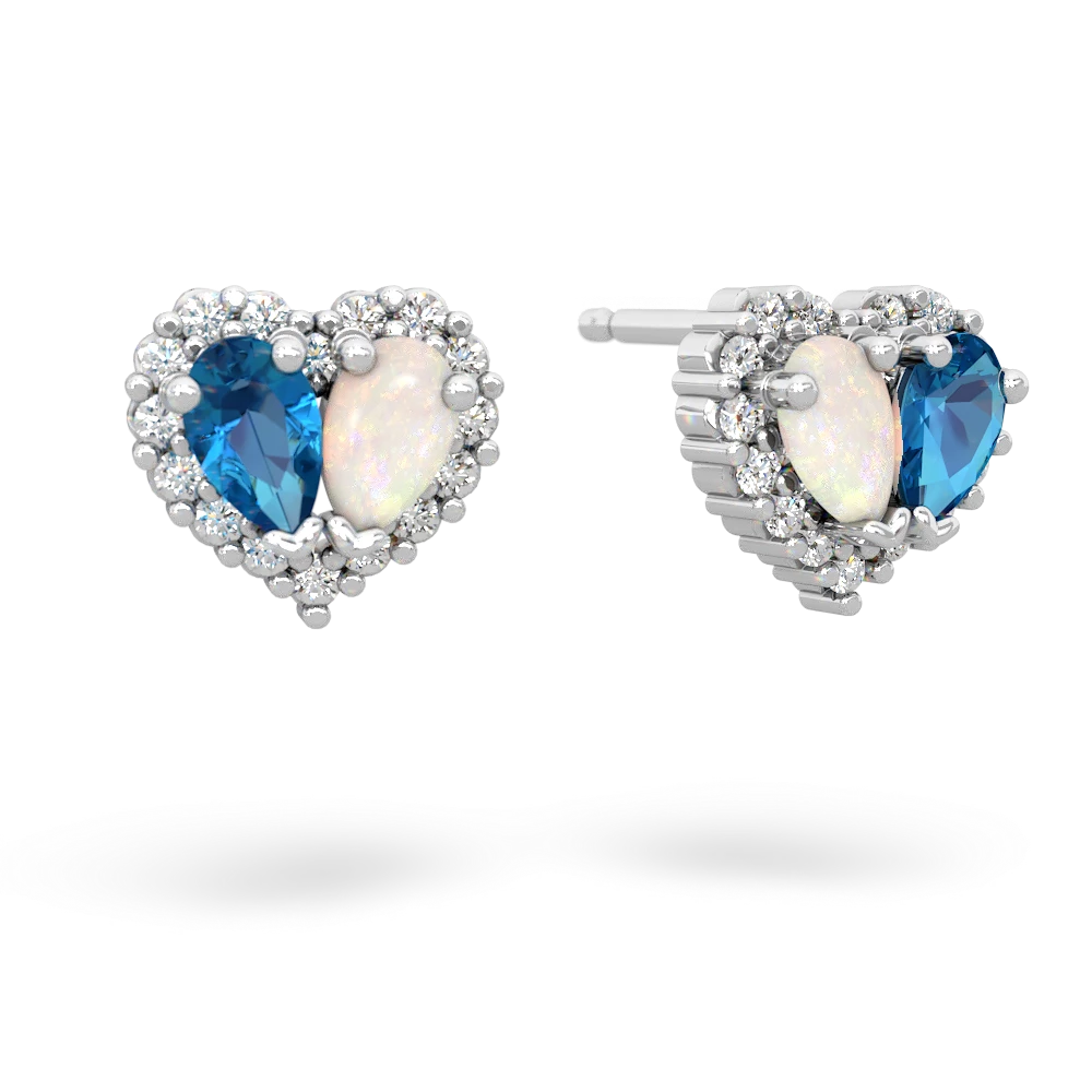 London Topaz Halo 14K White Gold earrings E7008