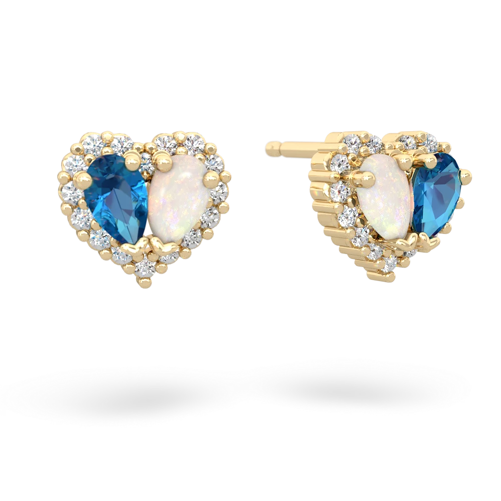 London Topaz Halo 14K Yellow Gold earrings E7008