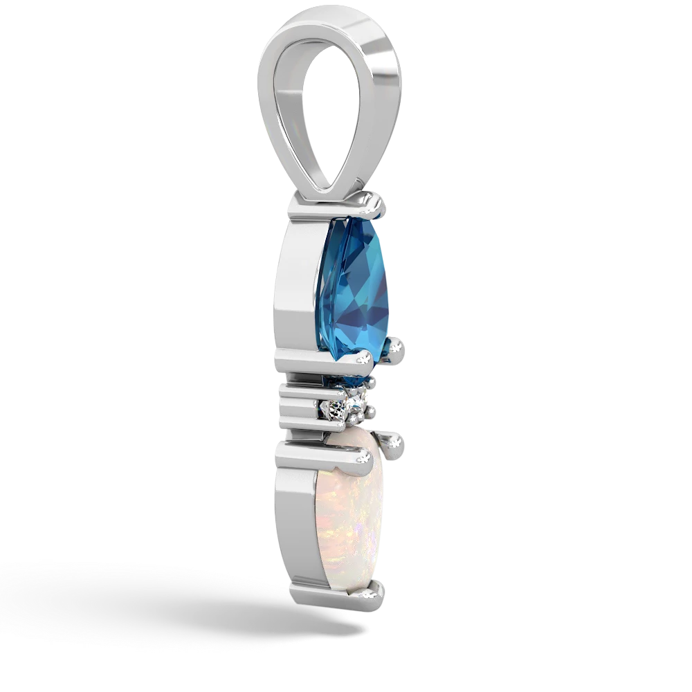 London Topaz Bowtie Drop 14K White Gold pendant P0865