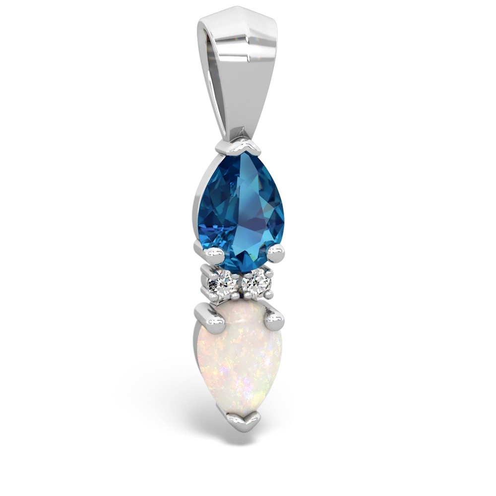 London Topaz Bowtie Drop 14K White Gold pendant P0865