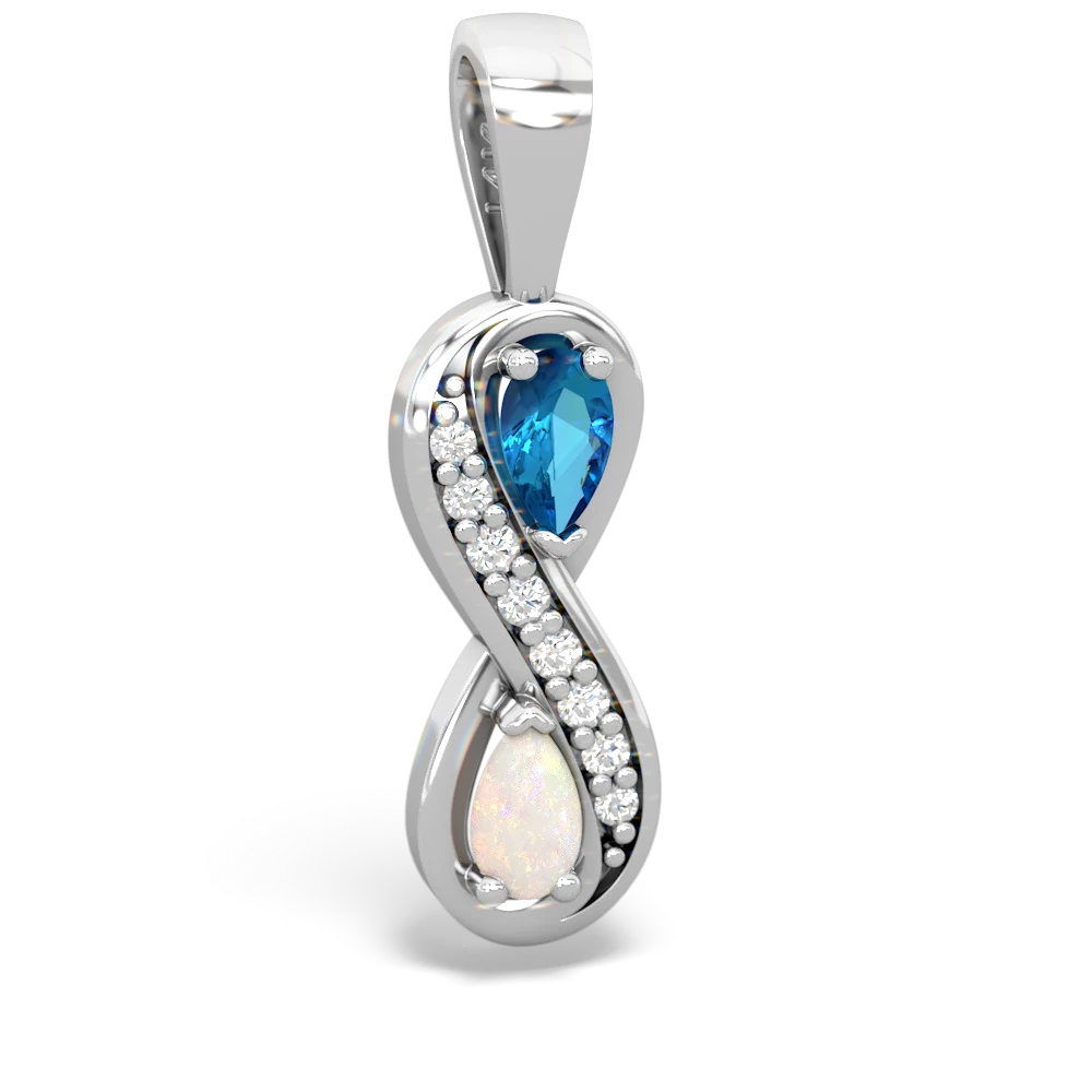 London Topaz Diamond Infinity 14K White Gold pendant P5390