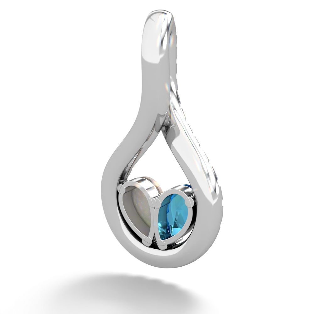 London Topaz Pave Twist 'One Heart' 14K White Gold pendant P5360