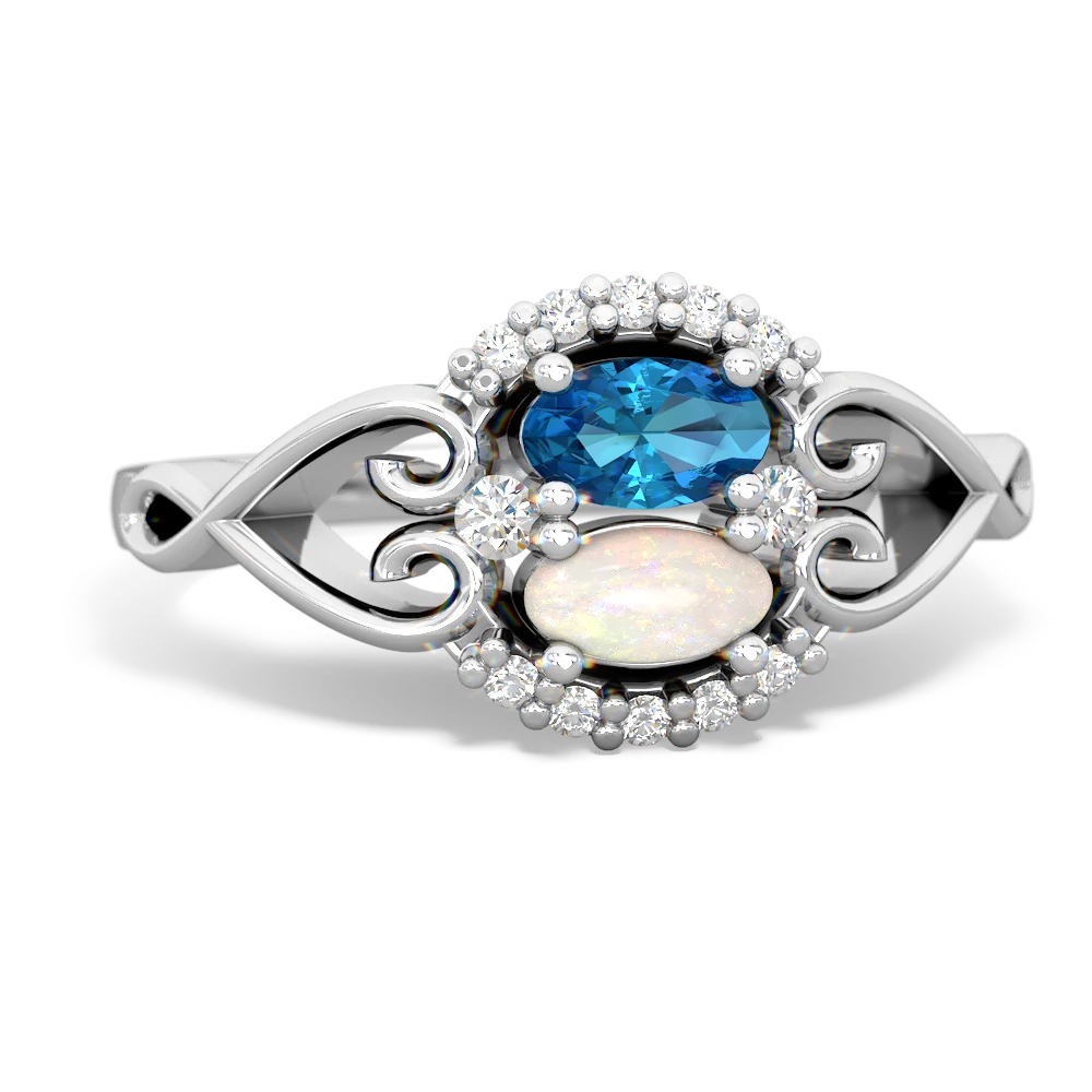 London Topaz Love Nest 14K White Gold ring R5860