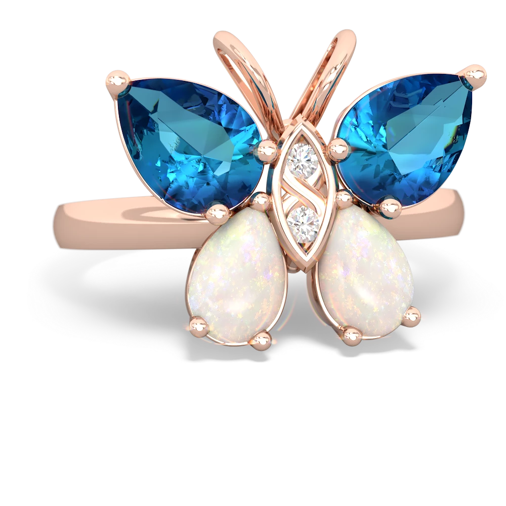 London Topaz Butterfly 14K Rose Gold ring R2215