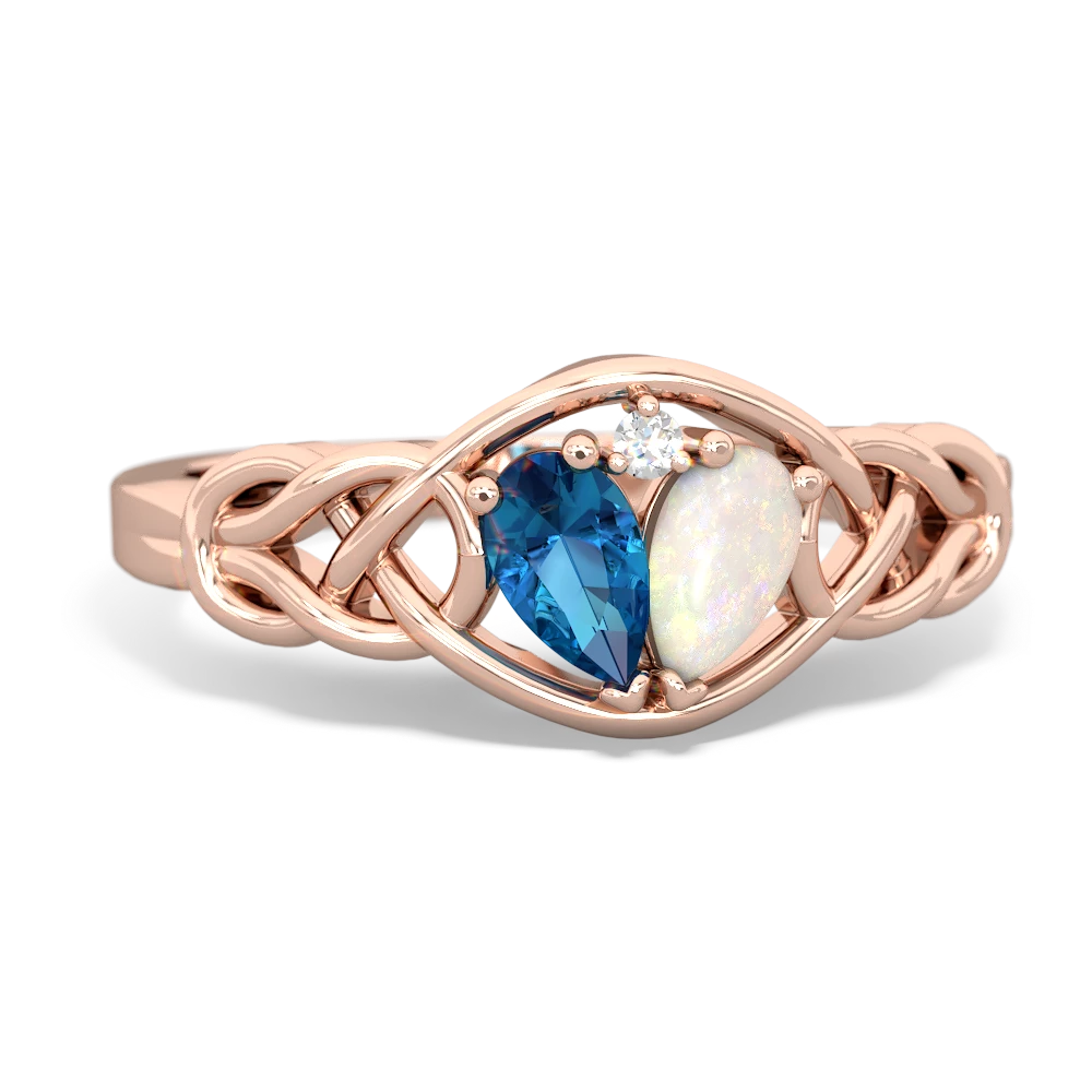 London Topaz Celtic Love Knot 14K Rose Gold ring R5420