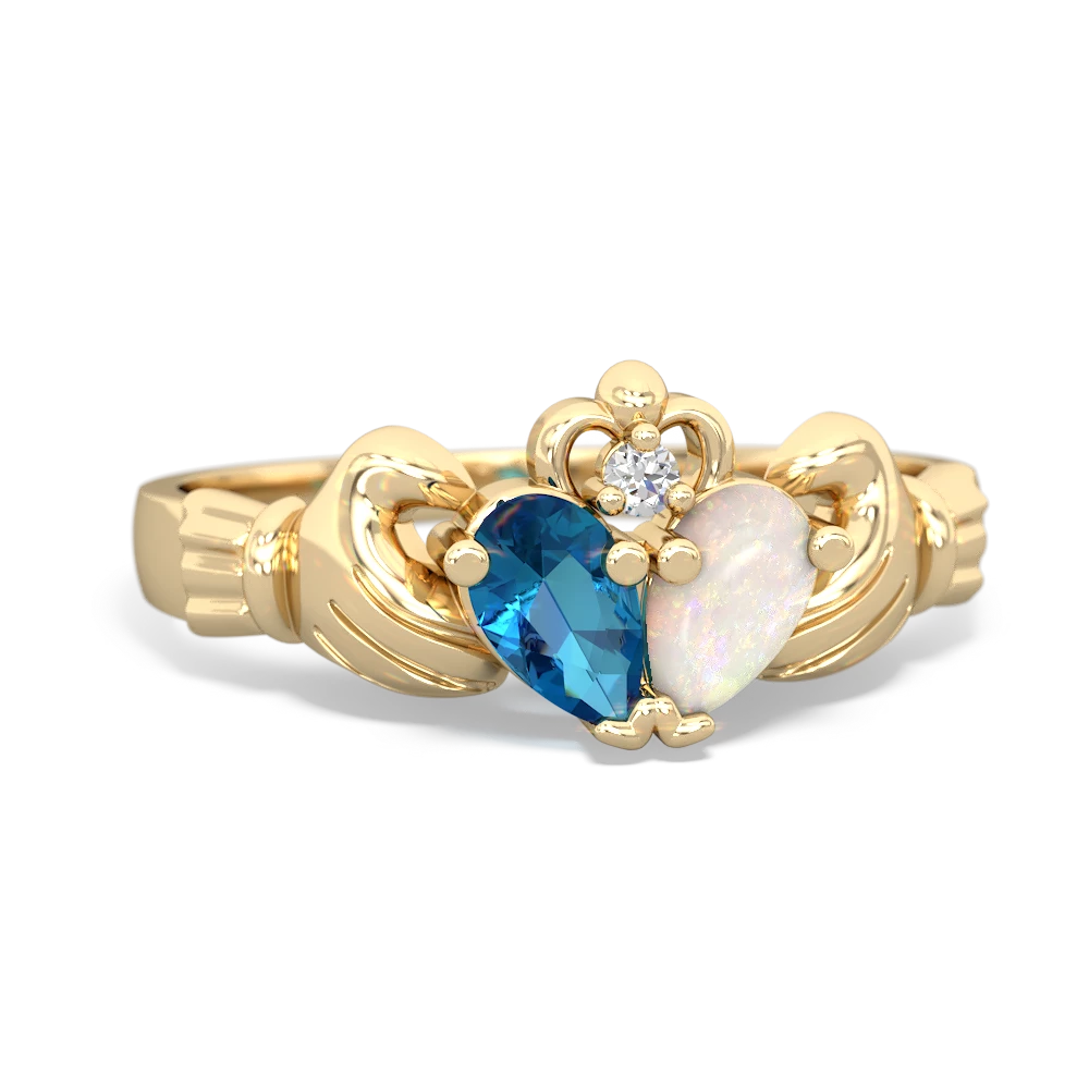 London Topaz 'Our Heart' Claddagh 14K Yellow Gold ring R2388