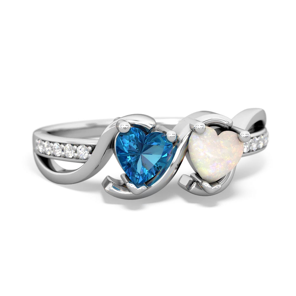 London Topaz Side By Side 14K White Gold ring R3090