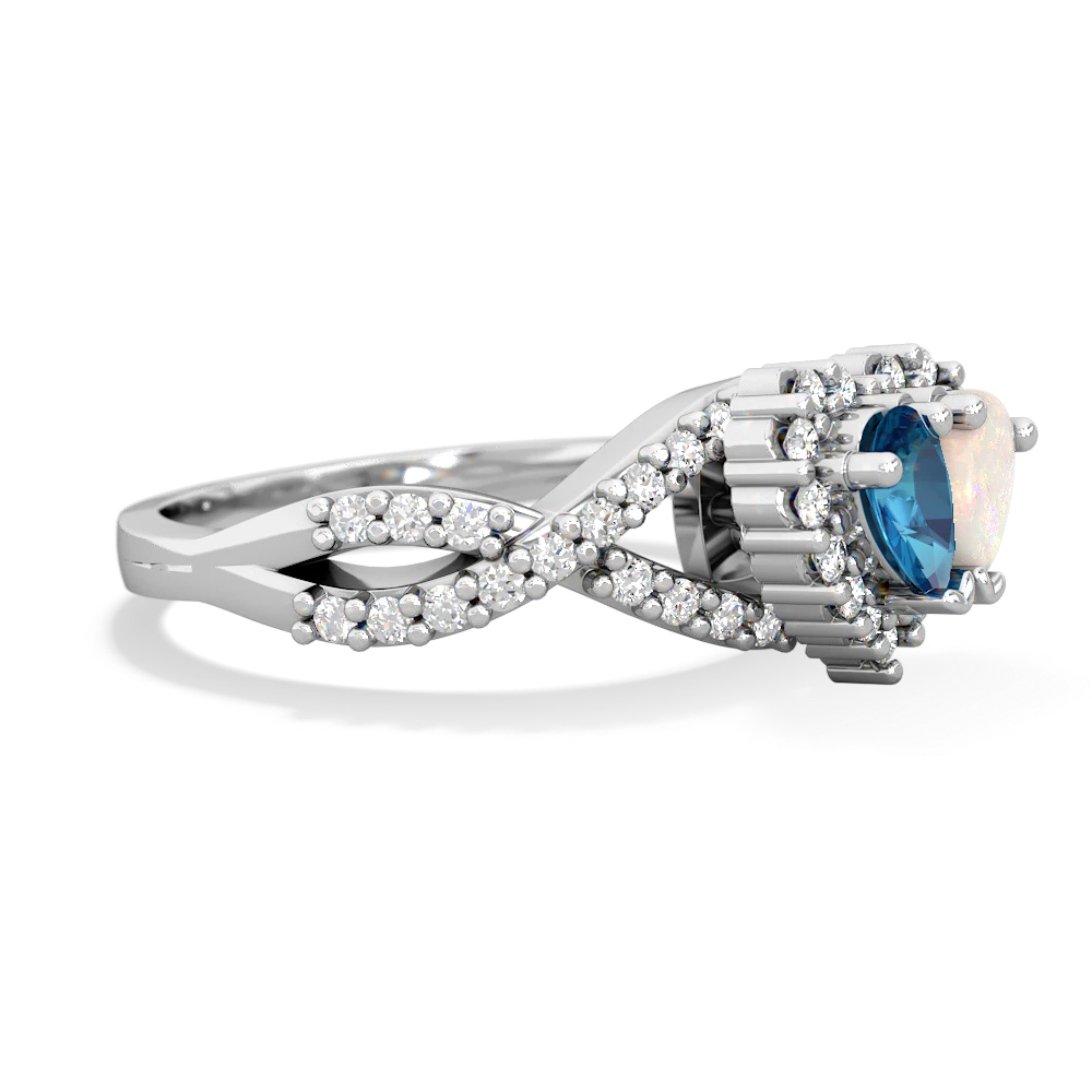 London Topaz Diamond Twist 'One Heart' 14K White Gold ring R2640HRT