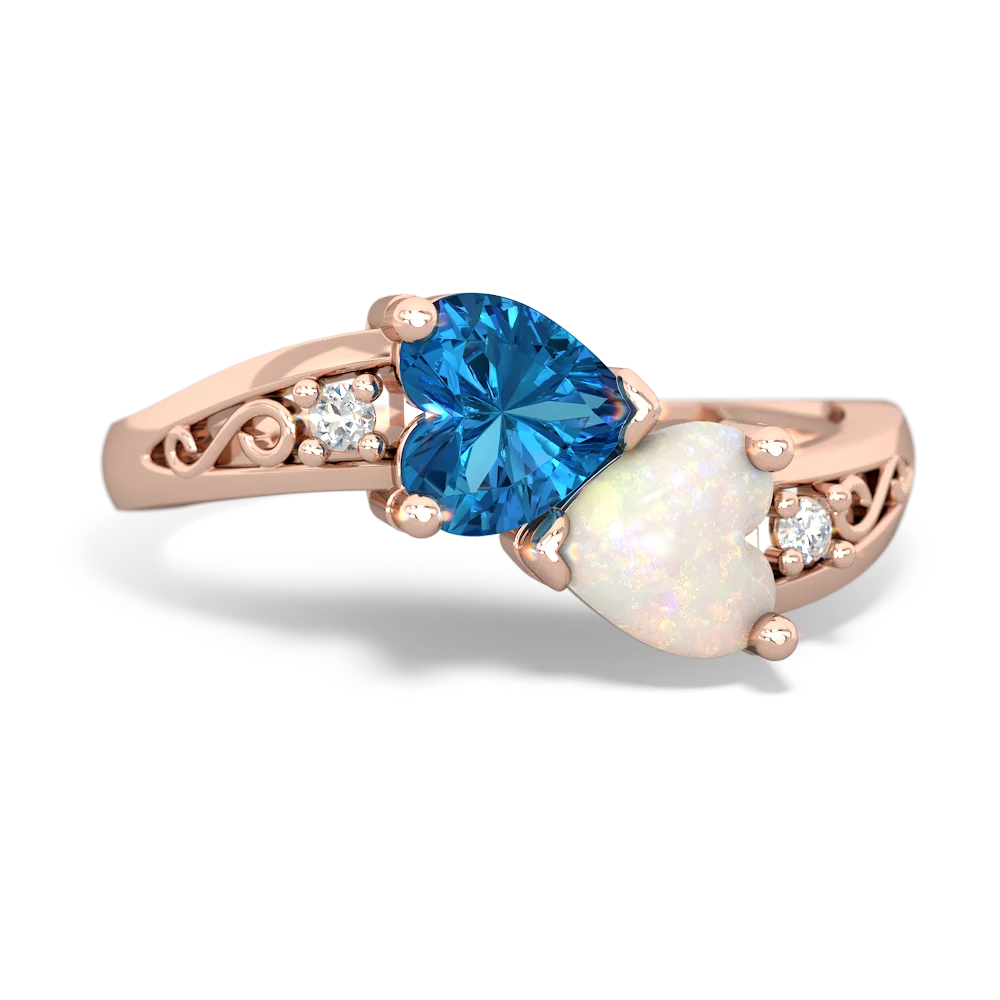 London Topaz Snuggling Hearts 14K Rose Gold ring R2178