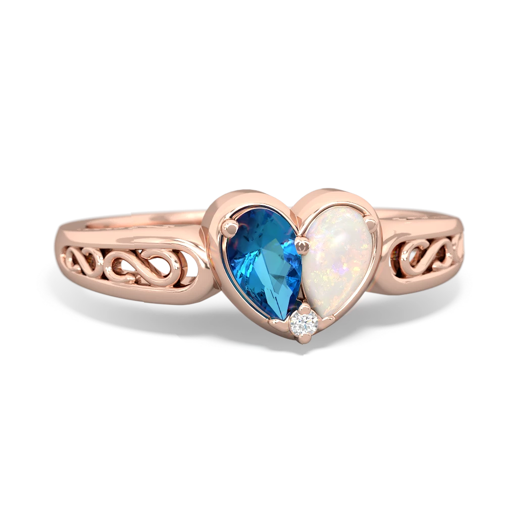 London Topaz Filligree 'One Heart' 14K Rose Gold ring R5070