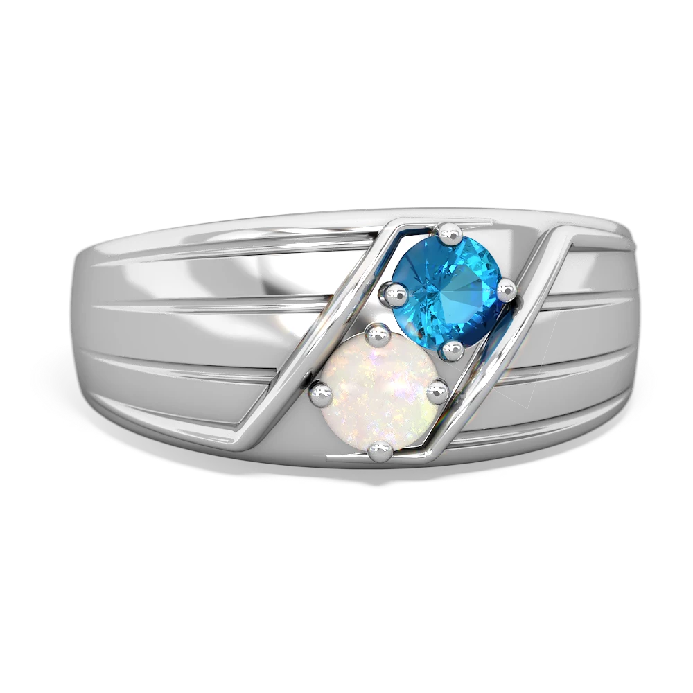 London Topaz Men's Streamline 14K White Gold ring R0460