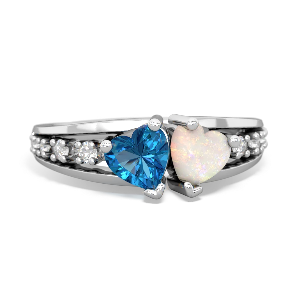 London Topaz Heart To Heart 14K White Gold ring R3342