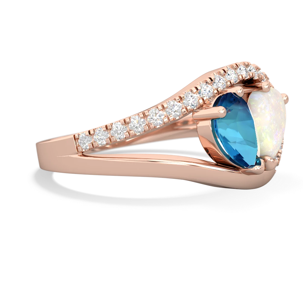 London Topaz Nestled Heart Keepsake 14K Rose Gold ring R5650