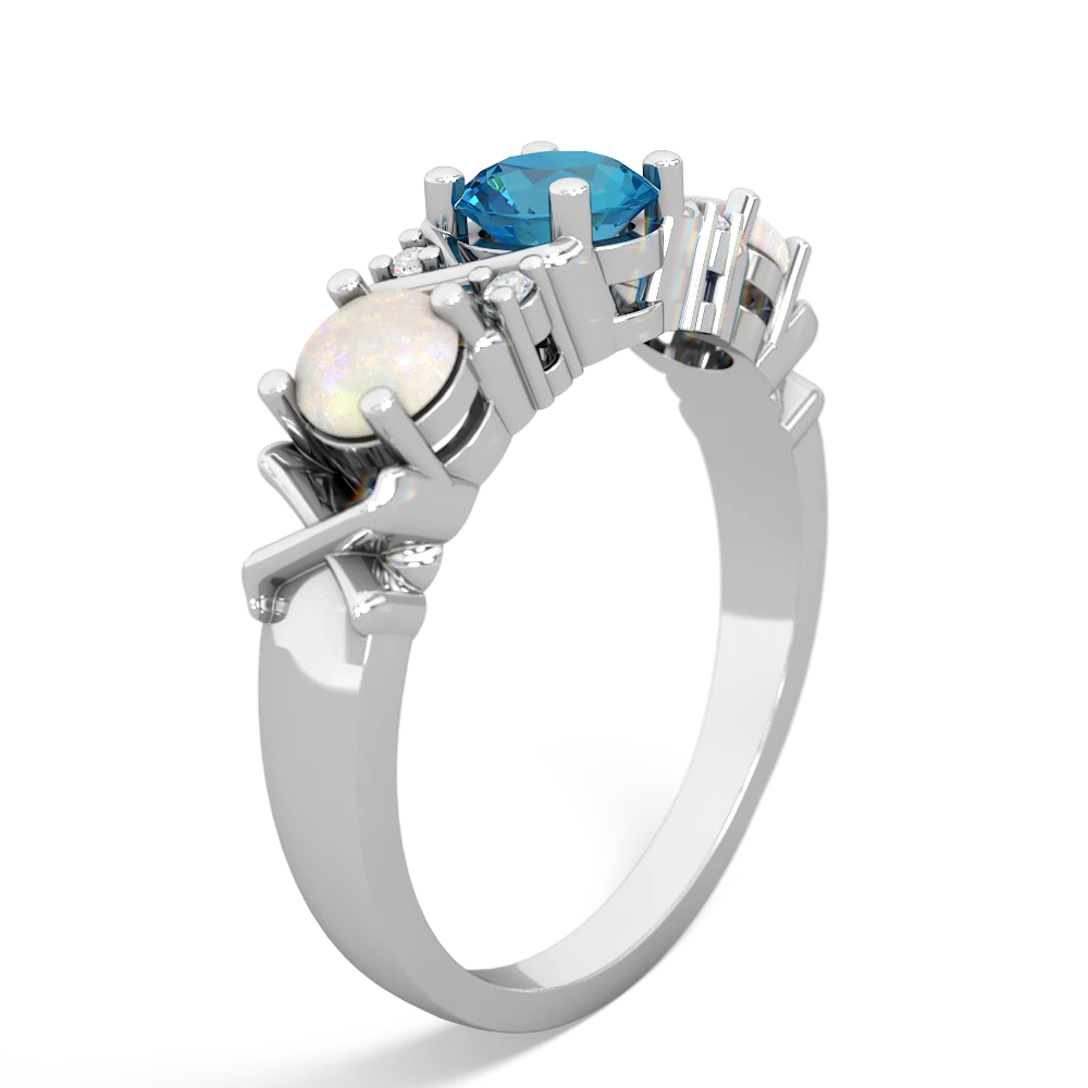 London Topaz Hugs And Kisses 14K White Gold ring R5016