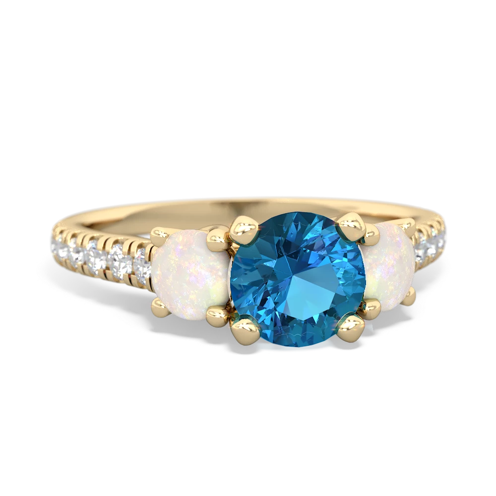 London Topaz Pave Trellis 14K Yellow Gold ring R5500