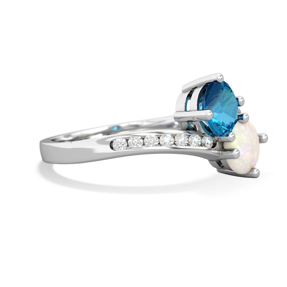 London Topaz Channel Set Two Stone 14K White Gold ring R5303