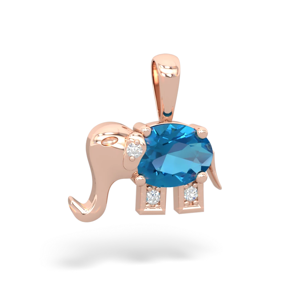 London Topaz Elephant 14K Rose Gold pendant P2555