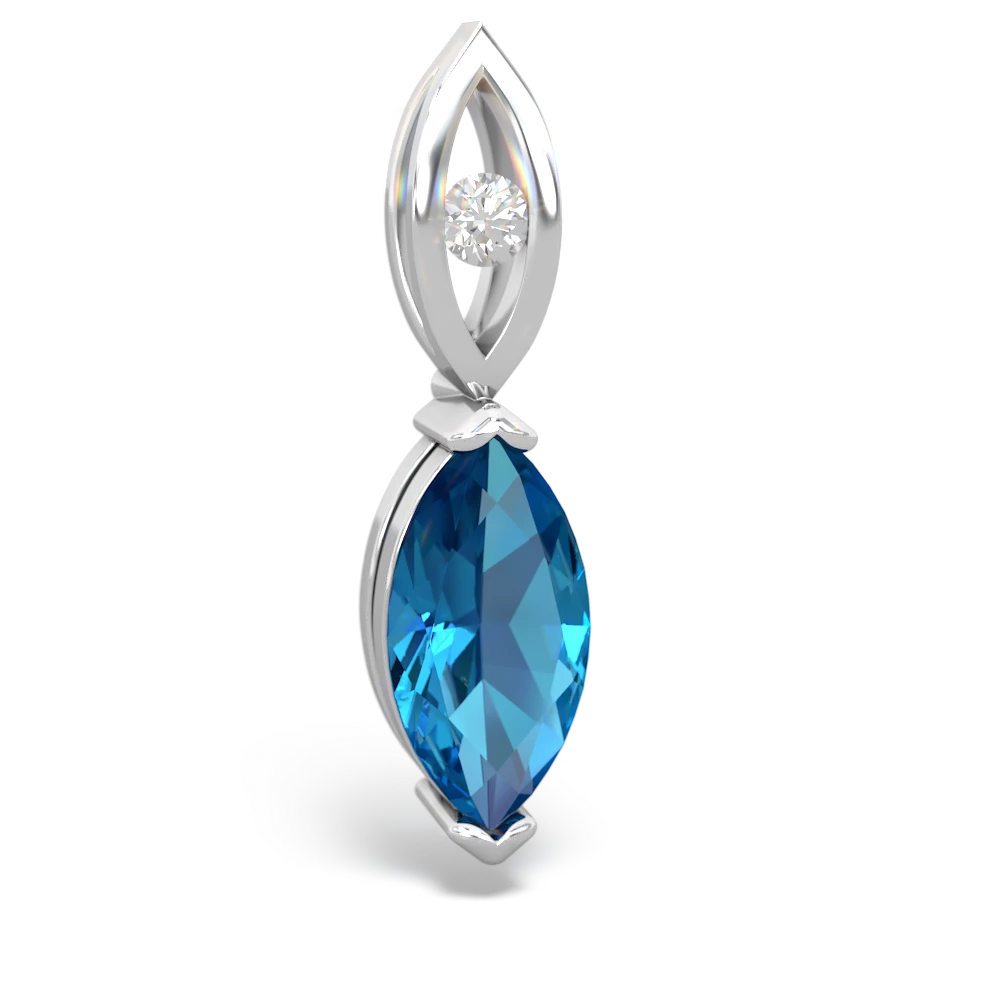 London Topaz Marquise Drop 14K White Gold pendant P5333