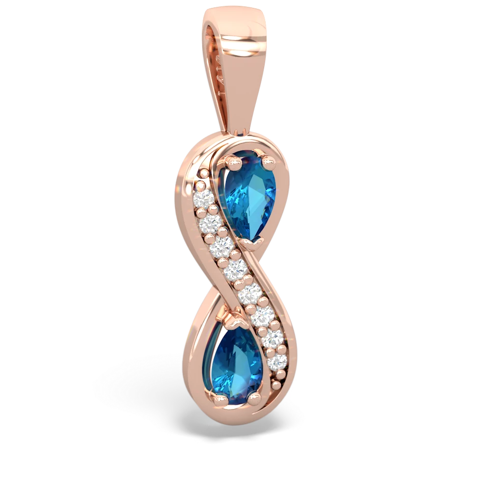 London Topaz Diamond Infinity 14K Rose Gold pendant P5390