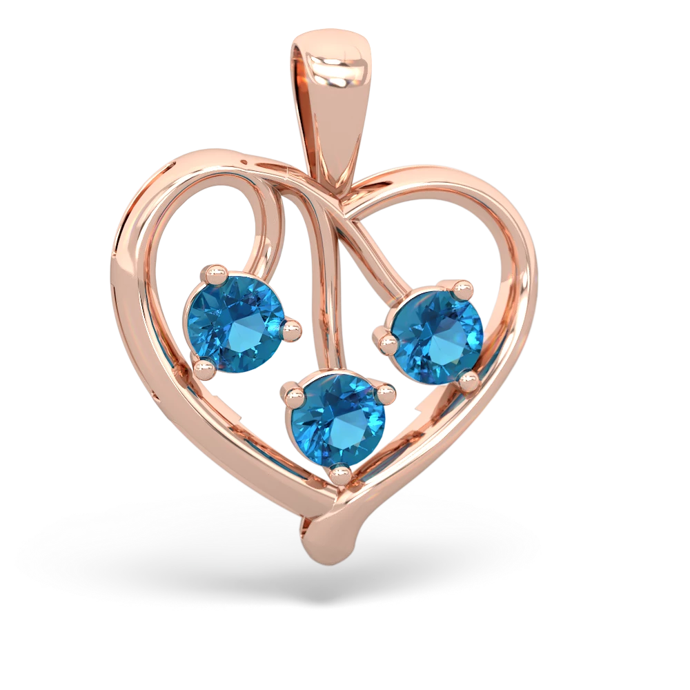 London Topaz Glowing Heart 14K Rose Gold pendant P2233