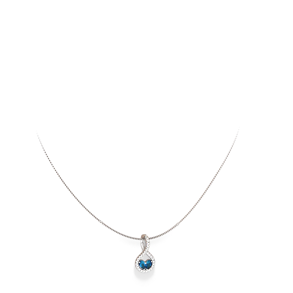 London Topaz Pave Twist 'One Heart' 14K White Gold pendant P5360