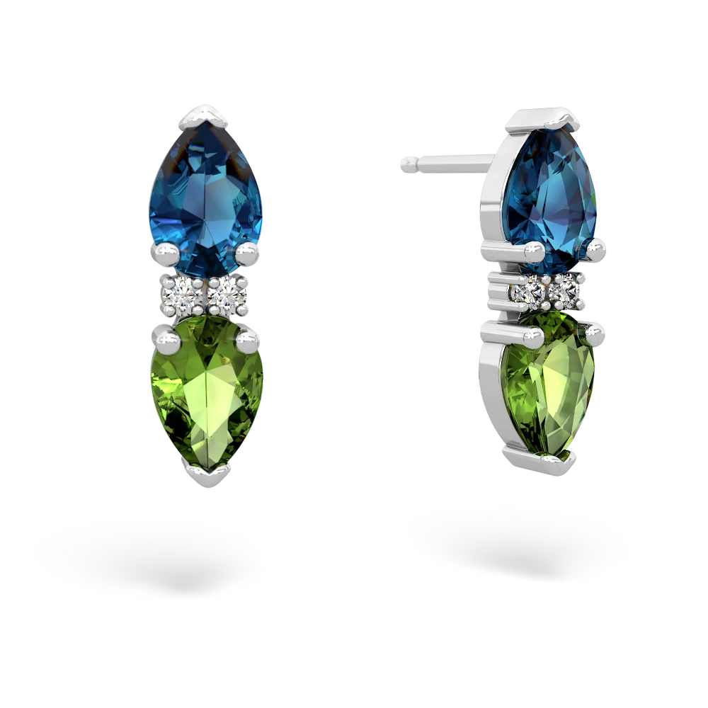 London Topaz Bowtie Drop 14K White Gold earrings E0865