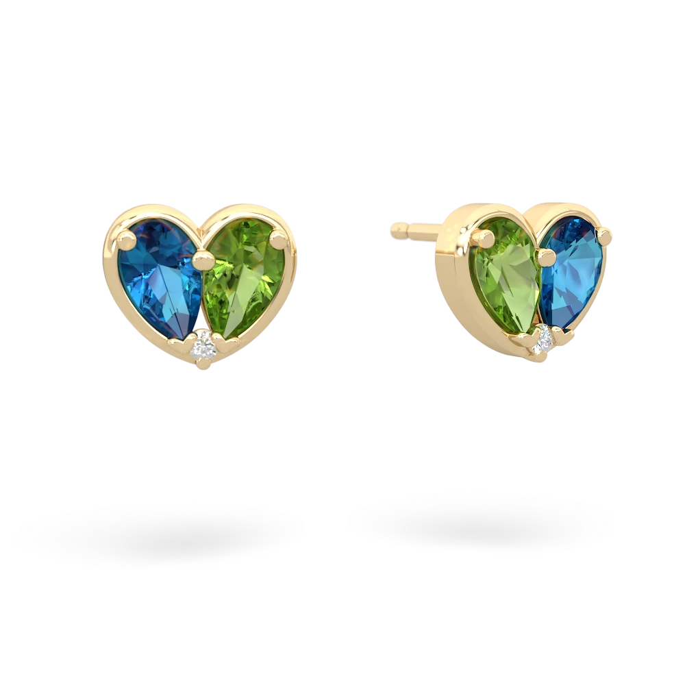 London Topaz 'Our Heart' 14K Yellow Gold earrings E5072