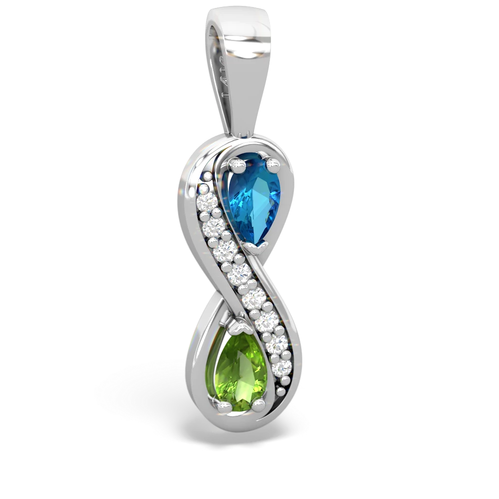 London Topaz Diamond Infinity 14K White Gold pendant P5390