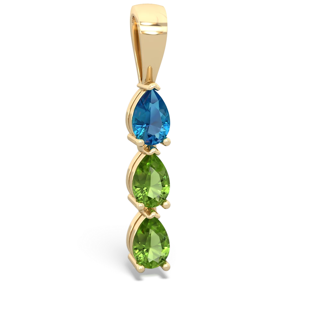 London Topaz Dew Drops 14K Yellow Gold pendant P2251