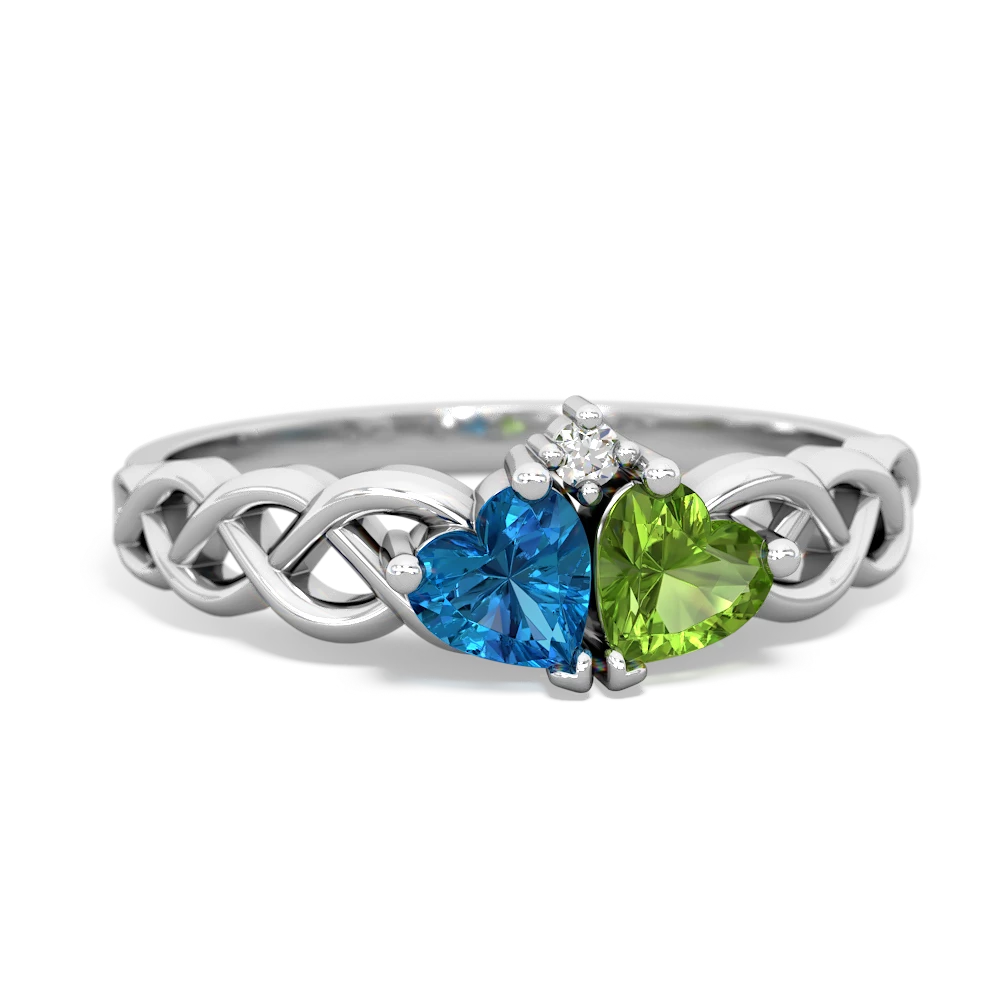 London Topaz Heart To Heart Braid 14K White Gold ring R5870