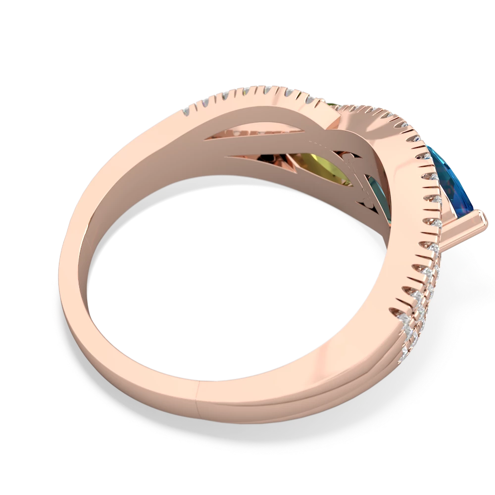 London Topaz Diamond Rivers 14K Rose Gold ring R3070