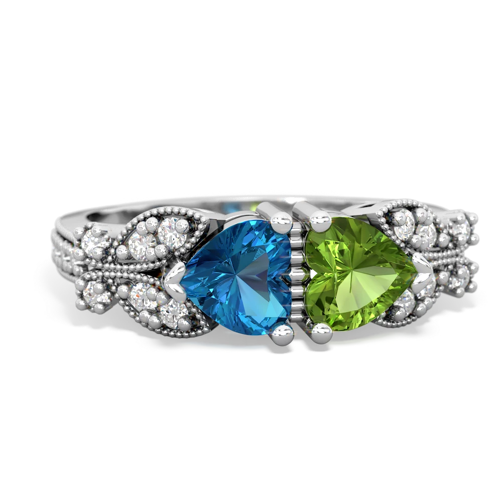 London Topaz Diamond Butterflies 14K White Gold ring R5601