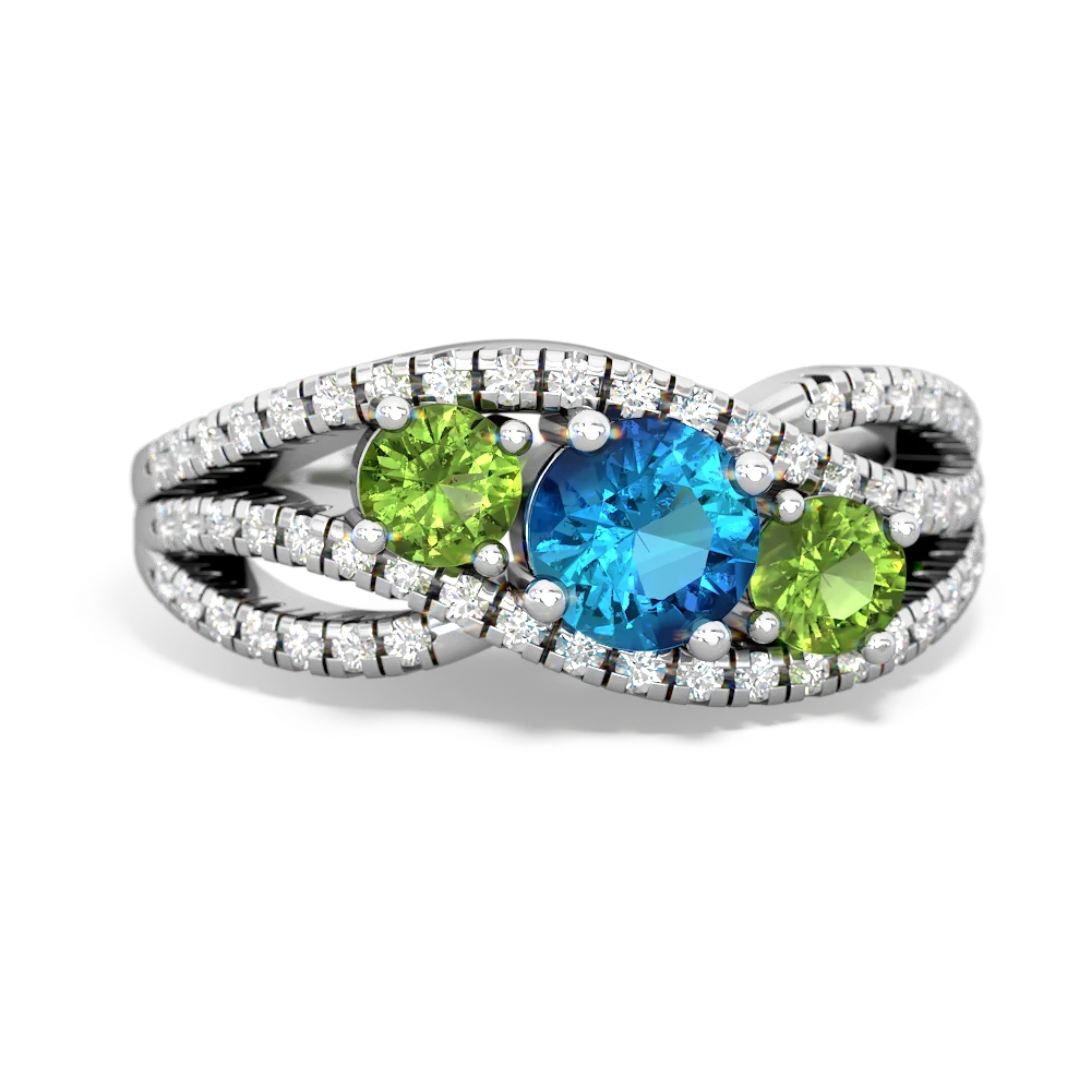 London Topaz Three Stone Aurora 14K White Gold ring R3080