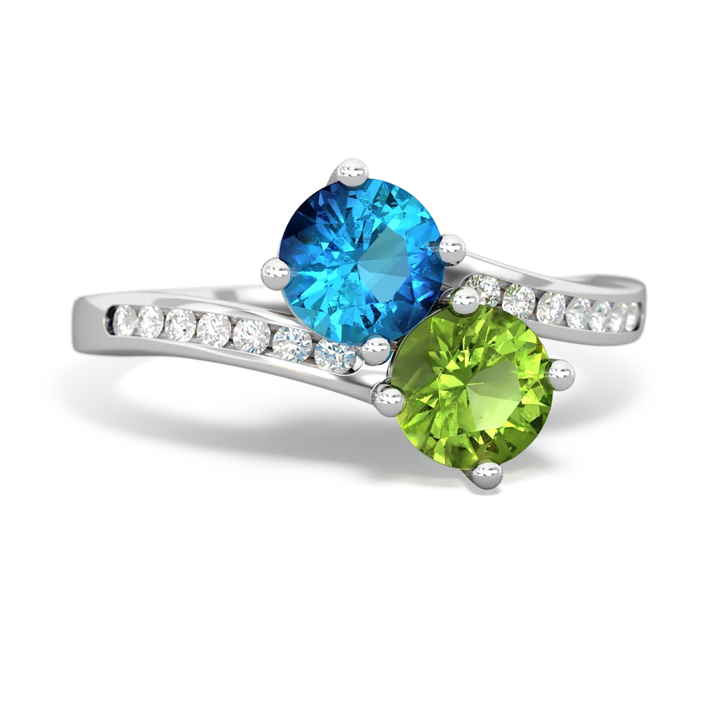 London Topaz Channel Set Two Stone 14K White Gold ring R5303