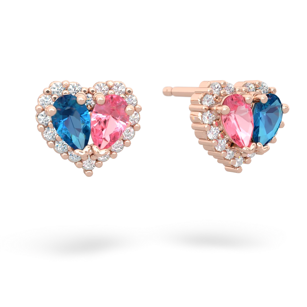 London Topaz Halo 14K Rose Gold earrings E7008