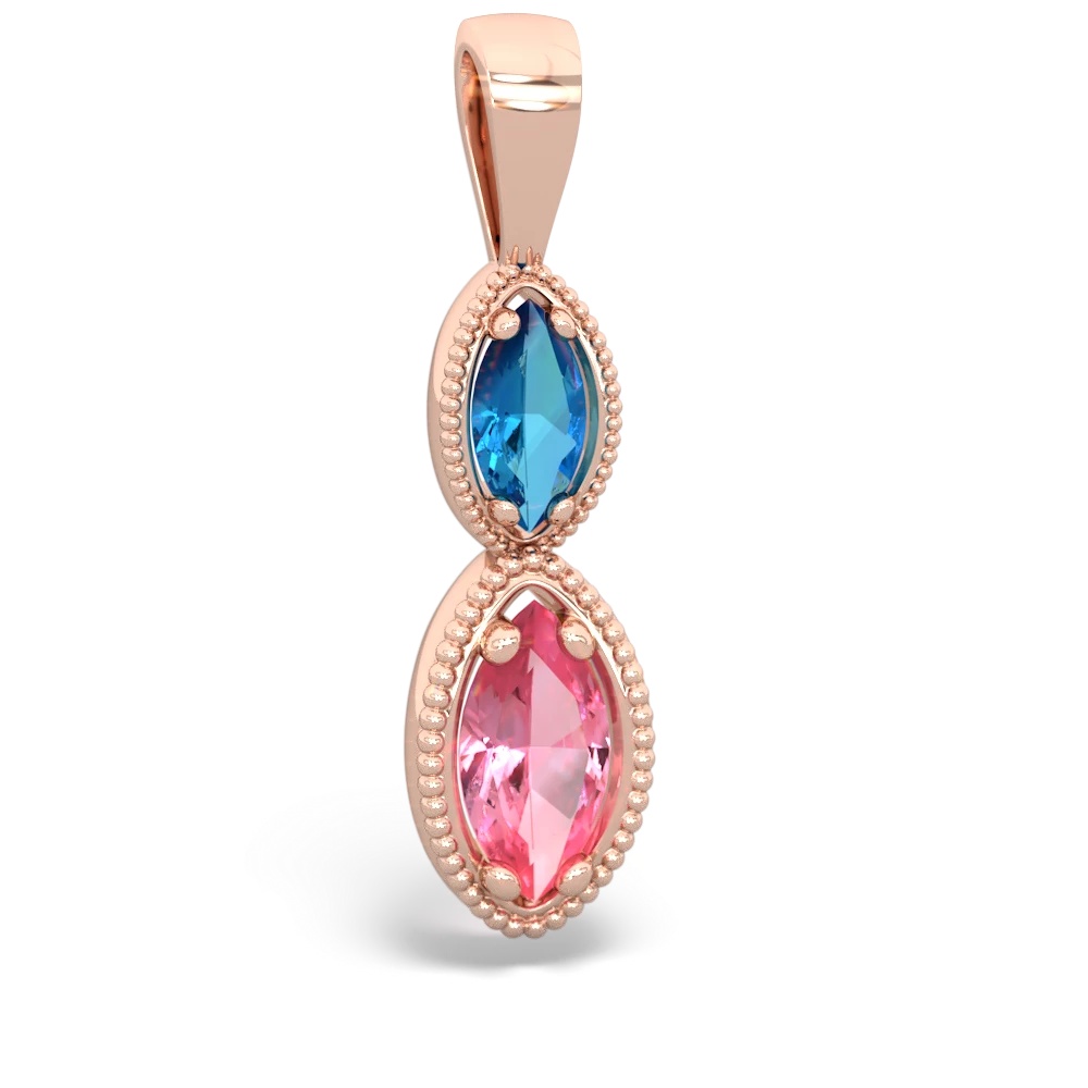 London Topaz Antique-Style Halo 14K Rose Gold pendant P5700