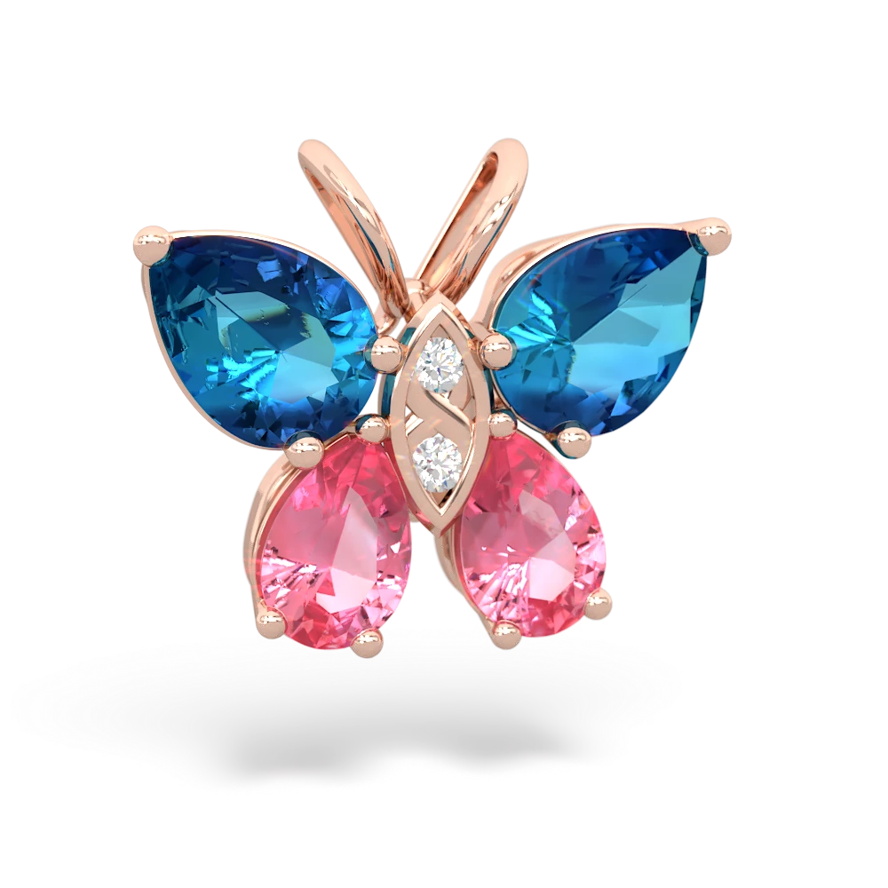 London Topaz Butterfly 14K Rose Gold pendant P2215